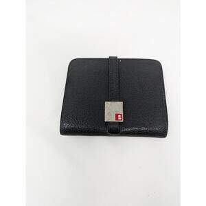 Bally Black Leather Bifold with Wrap Around Snap Closure Credit Card Coin